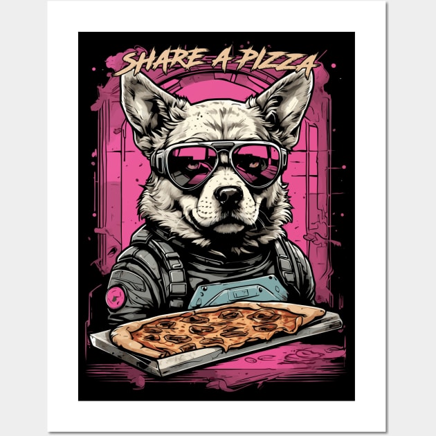 Share a Pizza Cyberpunk Dog Wall Art by Nerdlight Shop